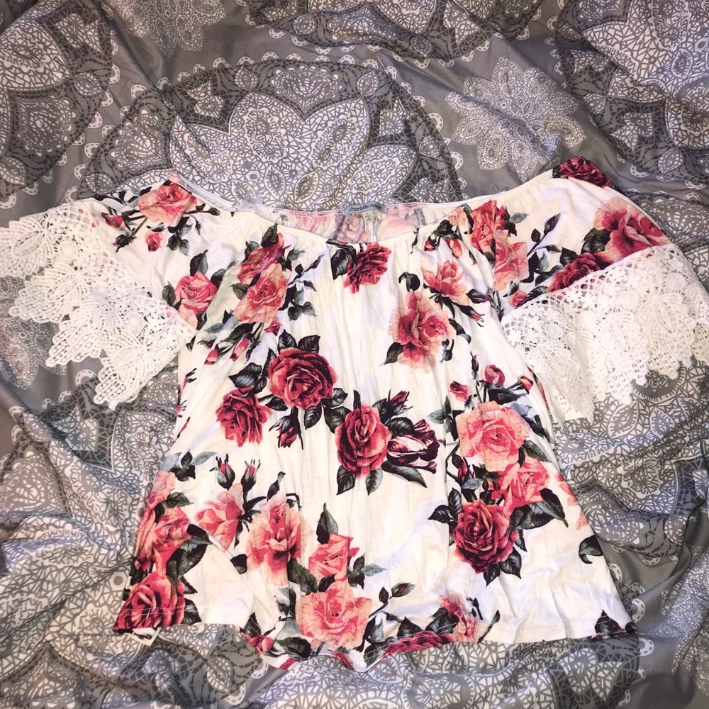 Rose floral off the shoulder Charlotte Russe shirt